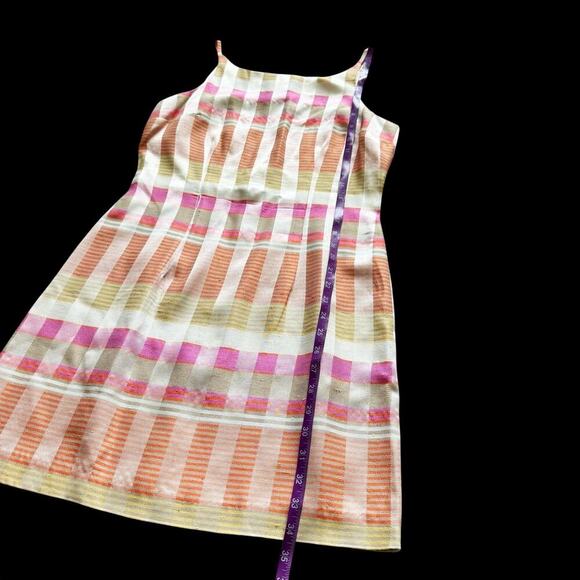 VTG Dawn Joy Dress Womens 9/10 Pastel Sleeveless Striped Plaid Mini Made USA - Picture 10 of 14